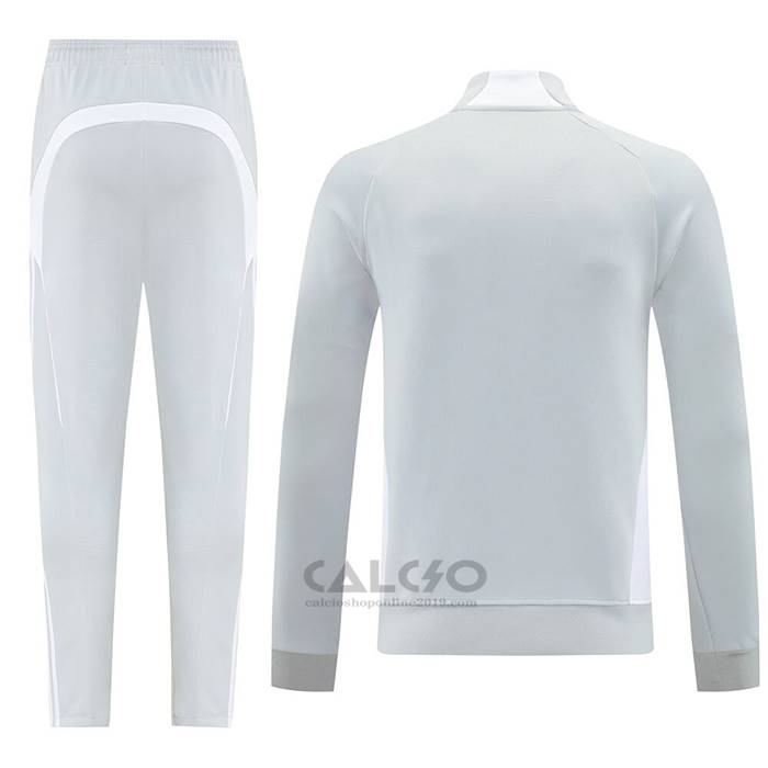 Tuta da Track di Giacca Real Madrid Bambino 2025-2026 Grigio Bianco